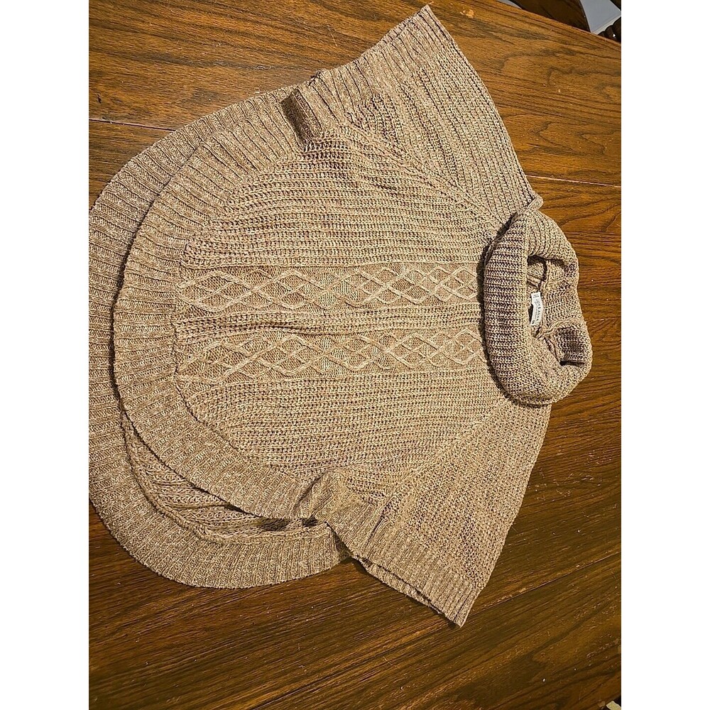 Jon & Anna Sweater Women’sSize S/M Beige Knit Short Sleeve Cowl Neck
